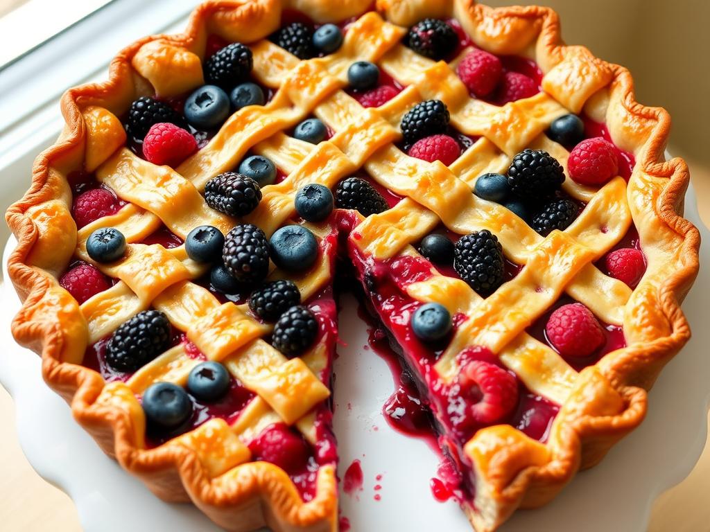 Mixed berry pie with blueberries, blackberries and raspberries Mixed berry pie with blueberries, blackberries and raspberries
