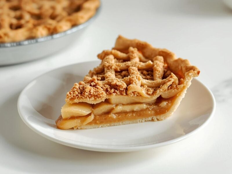 Salted caramel apple pie with streusel topping