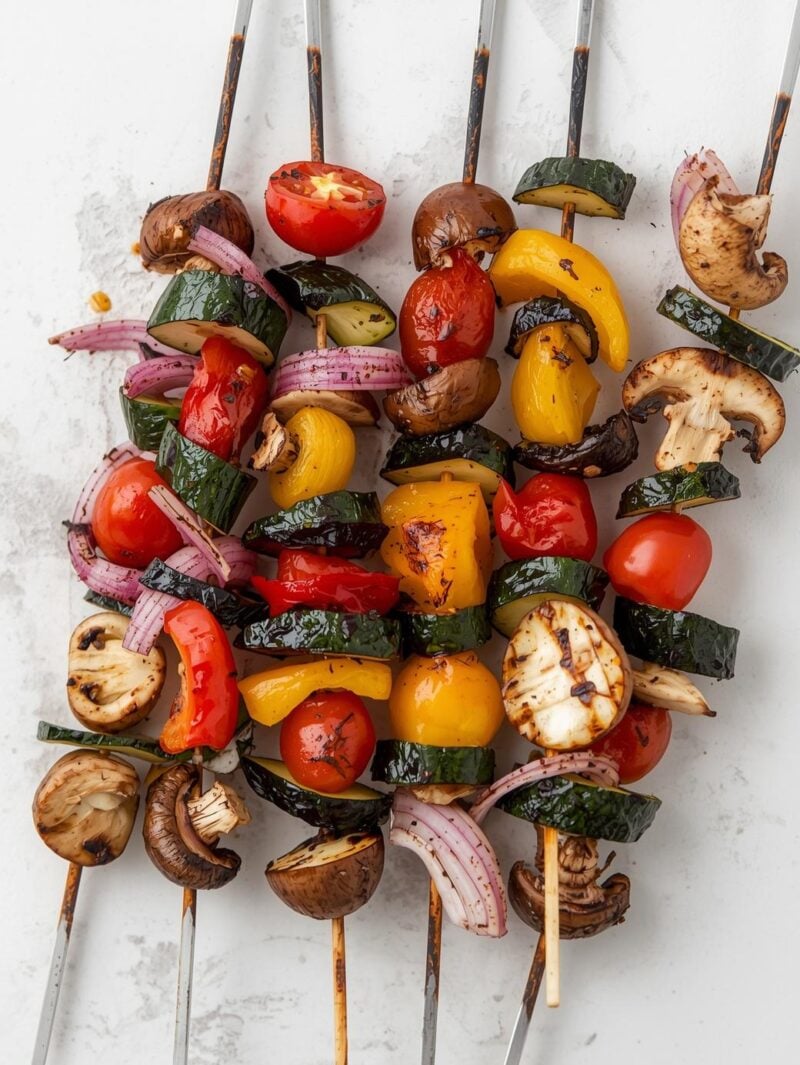 I like using zucchini, red onion, mushrooms, bell peppers, and cherry tomatoes
