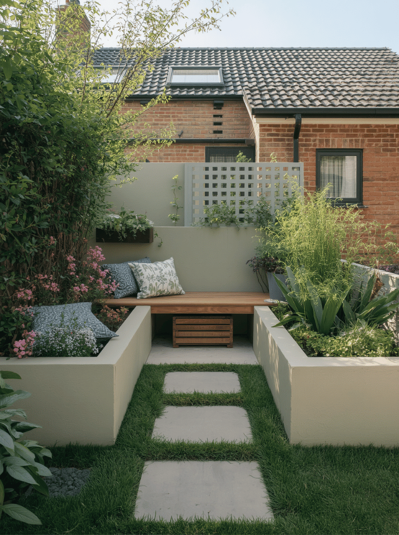 A Slim Garden With a Built-In Bench