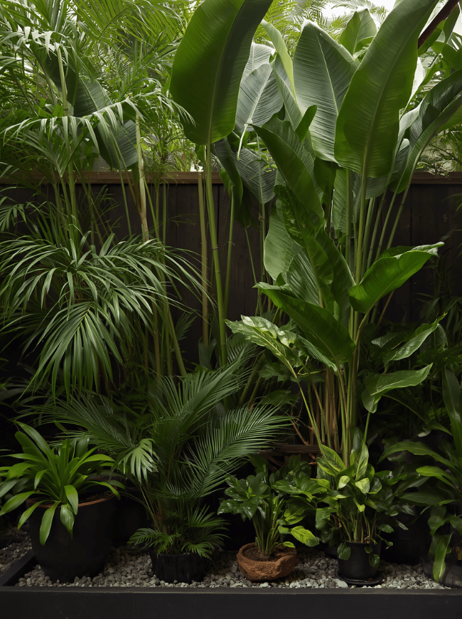 A Slim Tropical-Look Garden