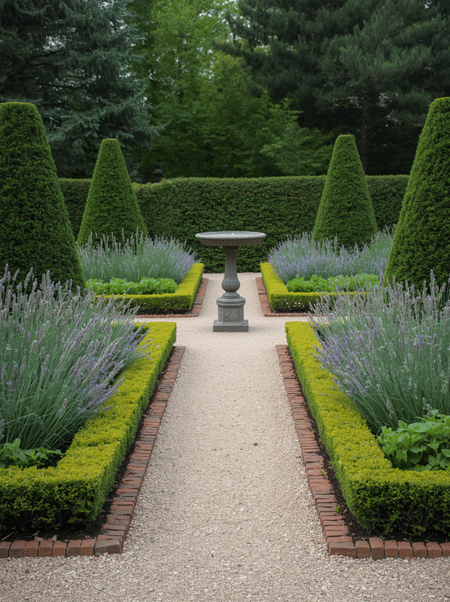 A Formal Herb Garden With Symmetrical Beds