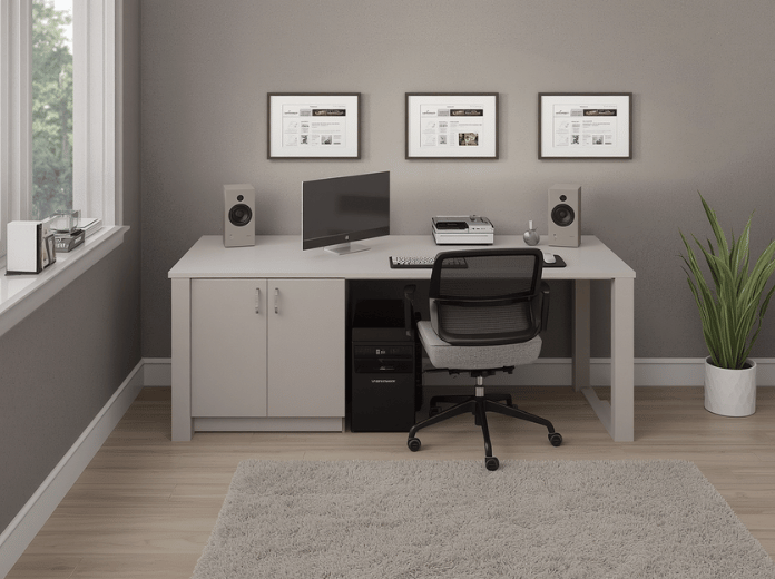 Reduce vibration through the floor and desk Some office noise is not airborne; it travels as vibration. A desk can amplify the hum of a computer, foot traffic, or a washing machine on the other side of a wall. Place vibration-damping pads under the computer tower, speakers, and other equipment that touches the desk. A thick rug pad beneath the office rug can also reduce small movements and chair noise. If the desk touches a shared wall, move it a few inches away. This creates a small buffer and prevents the furniture from transferring vibration directly into the wall.