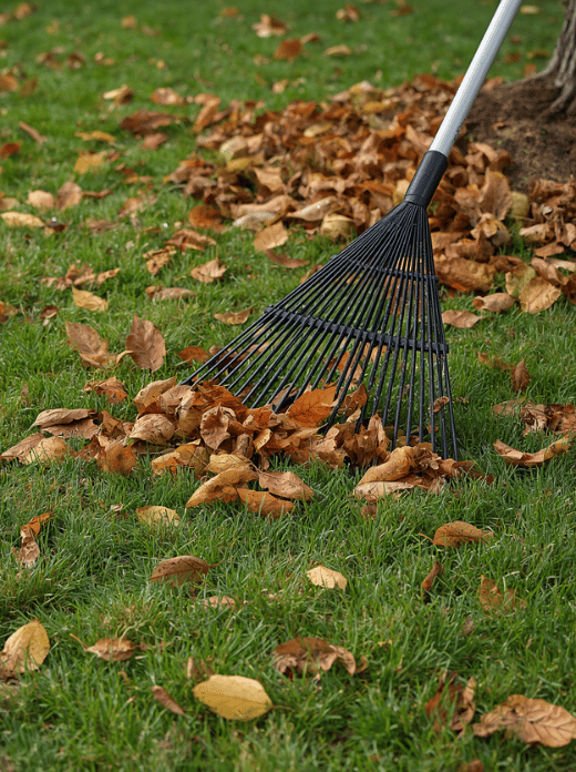 Remove Leaves From the Lawn Rating: ★★★★★ | Effort: 🟢 Easy A thick layer of wet leaves can block light and air, trap moisture, and encourage lawn diseases. Rake leaves from the grass before they become compacted. Add them to a compost pile, use them as mulch around trees, or place them in yard-waste bags if required in your area. Do not pile wet leaves against the trunks of trees or shrubs because they can hold moisture against the bark and attract pests.