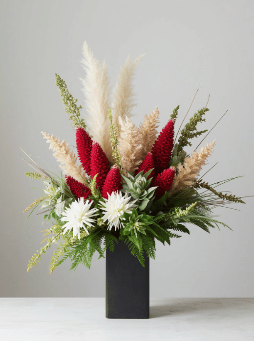 Sculptural celosia arrangement