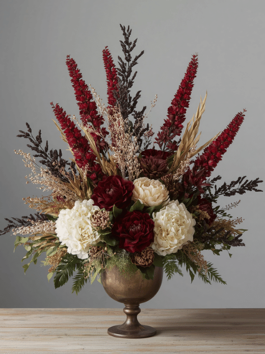 Dramatic burgundy arrangement